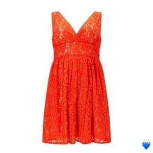 Adrianna Papell Dress Women's Size 20 Orange Lace V-Neck Sleeveless Formal New